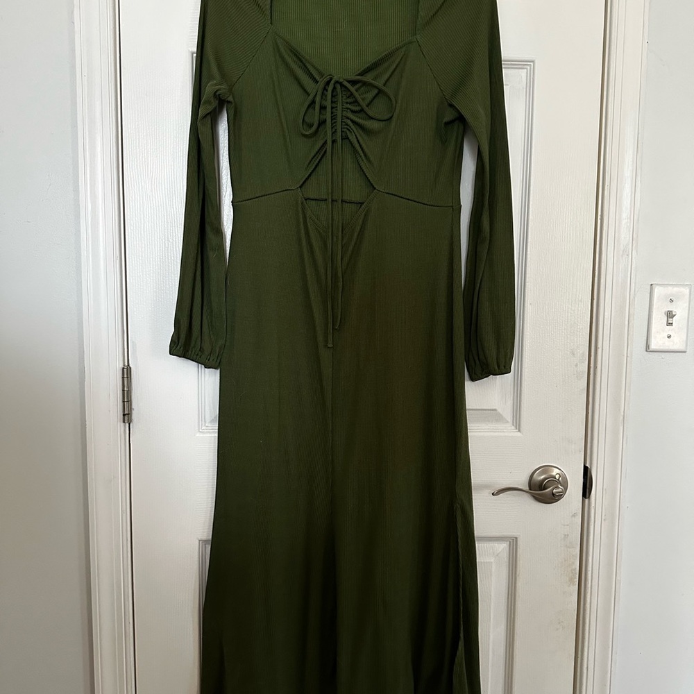 EUC Topshop Forest Green Long Sleeve Dress